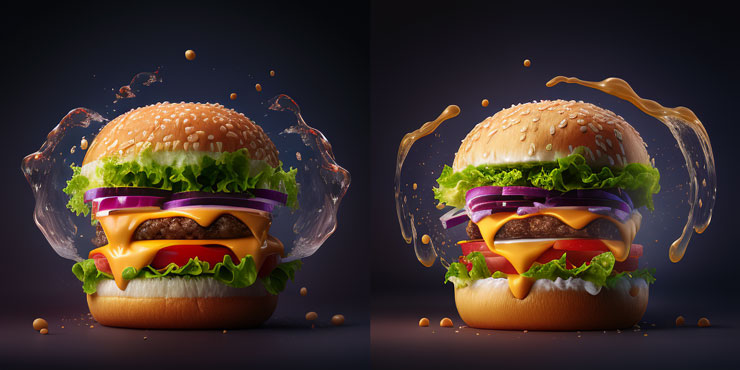 hamburgers generated with AI